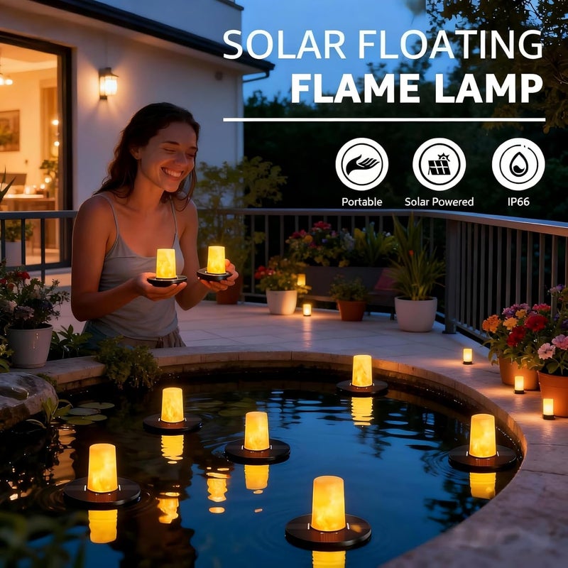 UUFFOO Floating Lights Solar Powered Set of 5, Pool Lights Flickering IP66 Waterproof Night Light, Outdoor Lantern Landscape Decoration Lamp for for Pool, Pond, Patio, Event, Garden & Hot Tub - Image 3